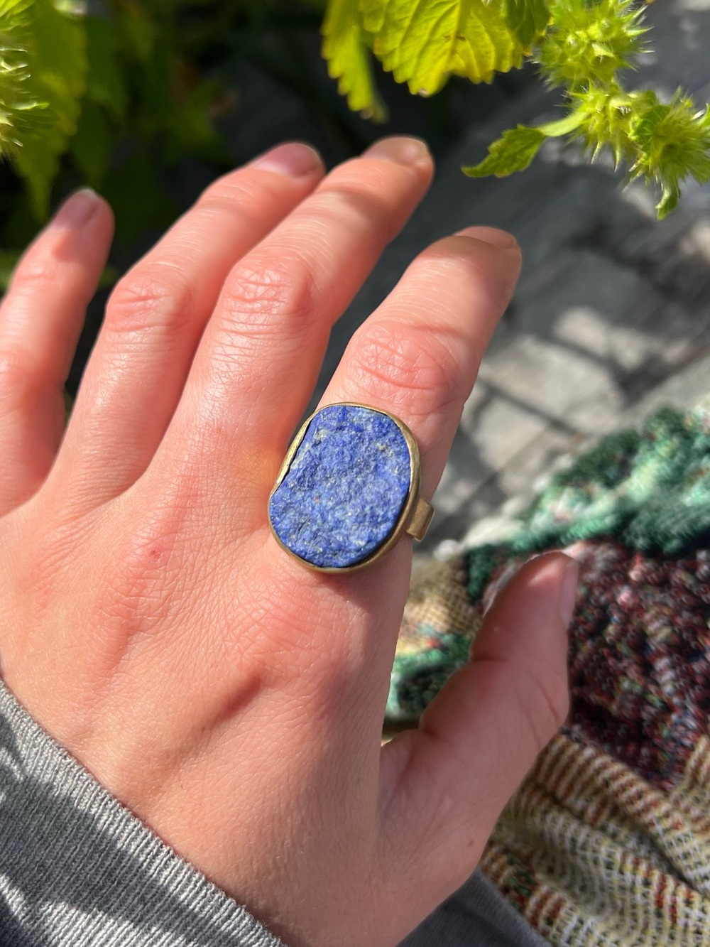 Chunky Blue & Brass Ring